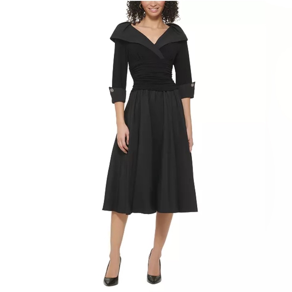 Gorgeous Macy’s Portrait-Collar Midi Gown